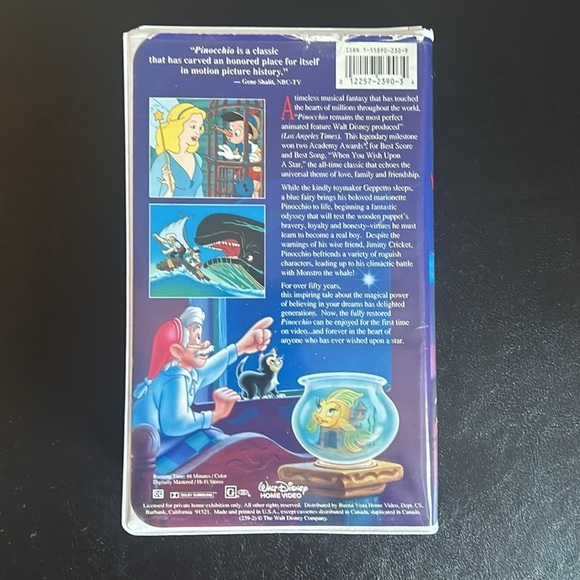 Disney Pinocchio Masterpiece VHS Movie - Picture 2 of 10